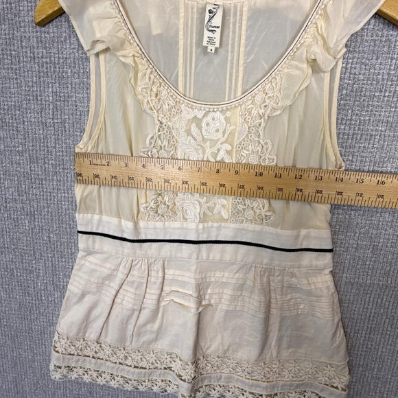 Floreaat Cream Lace Sleeveless Top Sz S Silk Cotton Cottage Coquette Whimsigoth - Picture 5 of 12